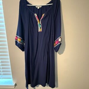 The Pioneer Woman Royal Blue Tunic with Colorful Embroidery